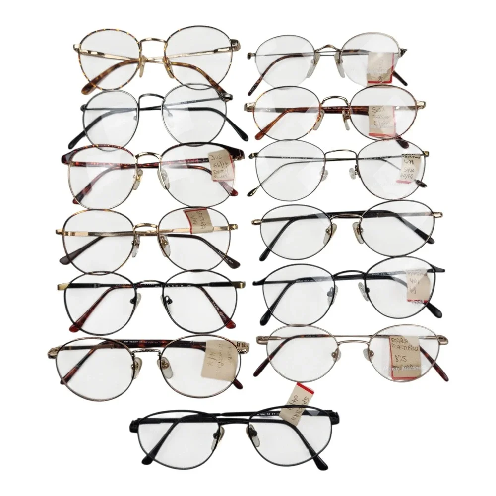 Lot of 13 Vintage Eyeglasses Frames NOS Mix Resellers Martinelli Round Oversized